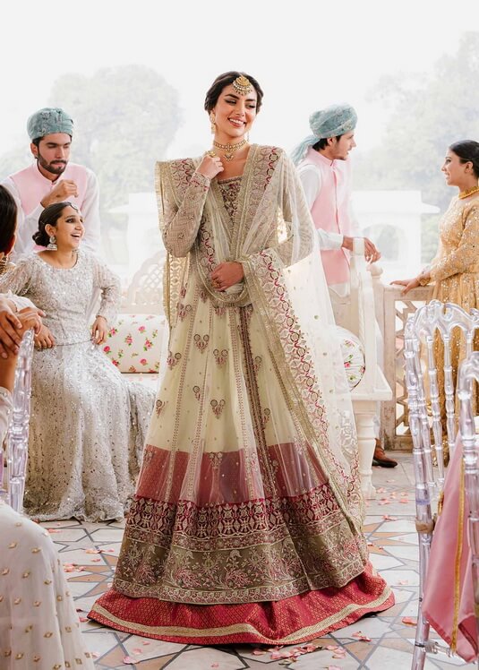 Akbar Aslam Shadmani Embroidered Organza Unstitched 3Pc Suit - KANEEL