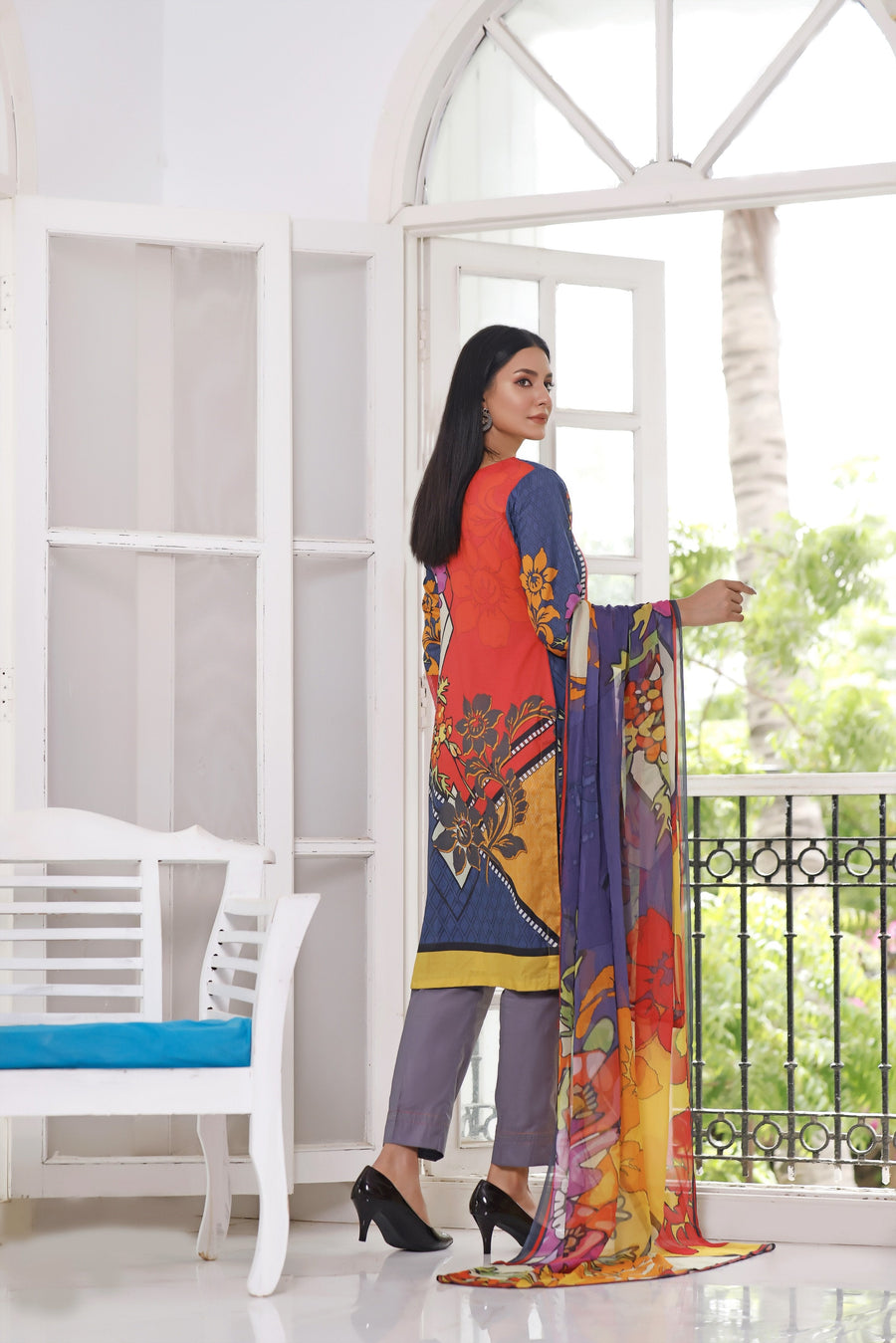 Feathers Premium Embroidered Lawn Unstitched 3Pc Suit - KAYSERYA