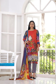 Feathers Premium Embroidered Lawn Unstitched 3Pc Suit - KAYSERYA