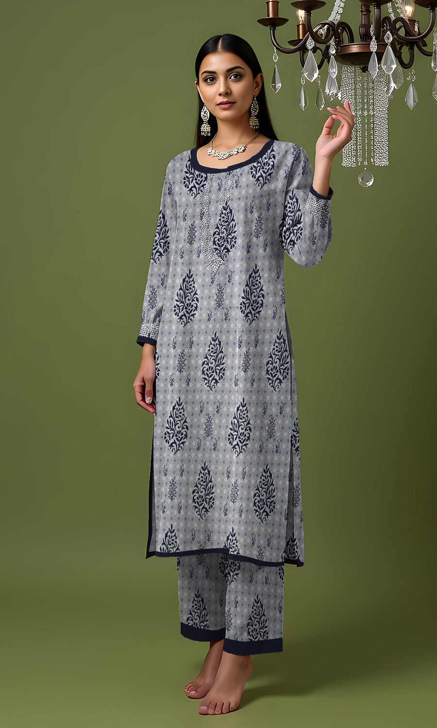 Khanabadosh Printed Winter Khaddar Unstitched 2Pc Suit KBWUS-0002