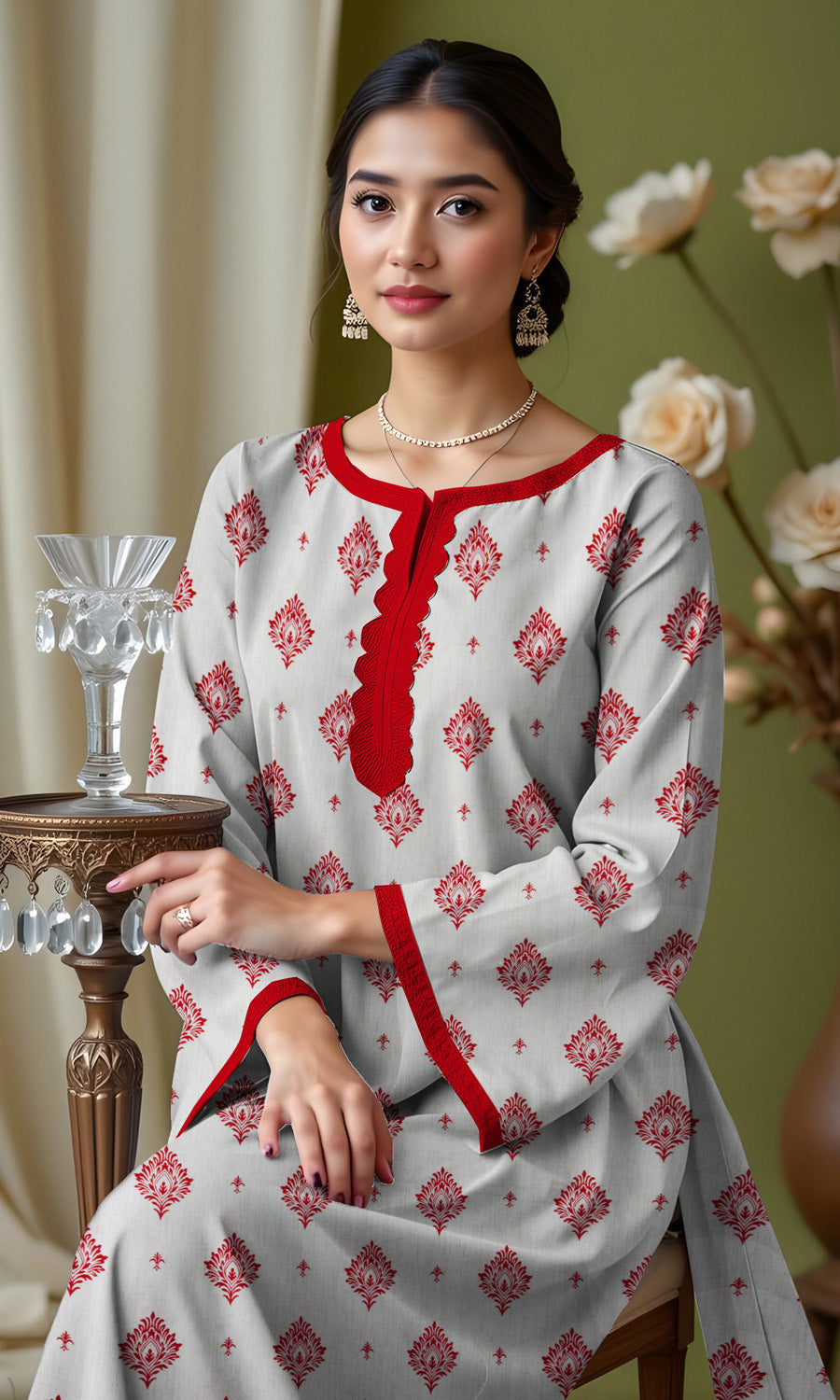 Khanabadosh Printed Winter Khaddar Unstitched 2Pc Suit KBWUS-0007