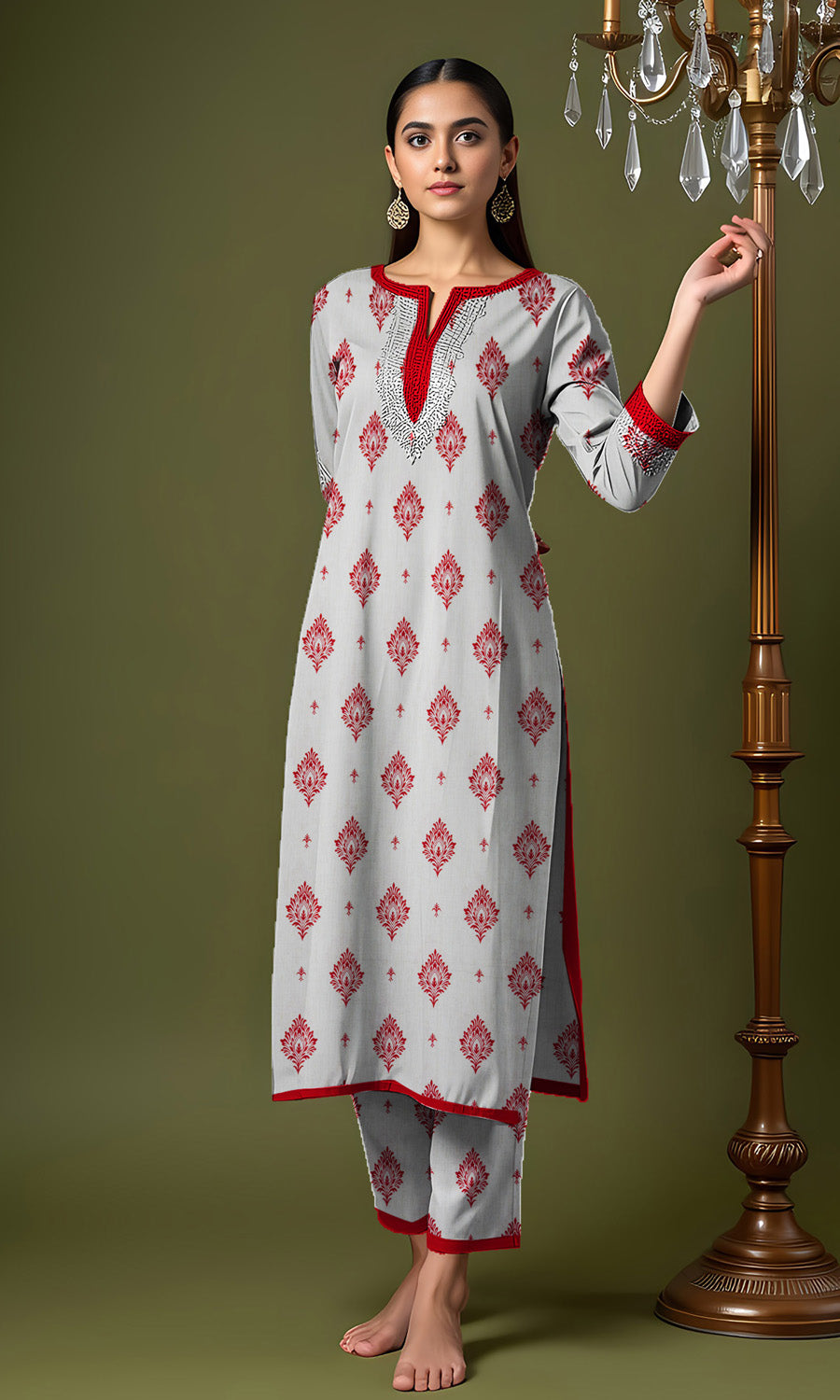 Khanabadosh Printed Winter Khaddar Unstitched 2Pc Suit KBWUS-0007