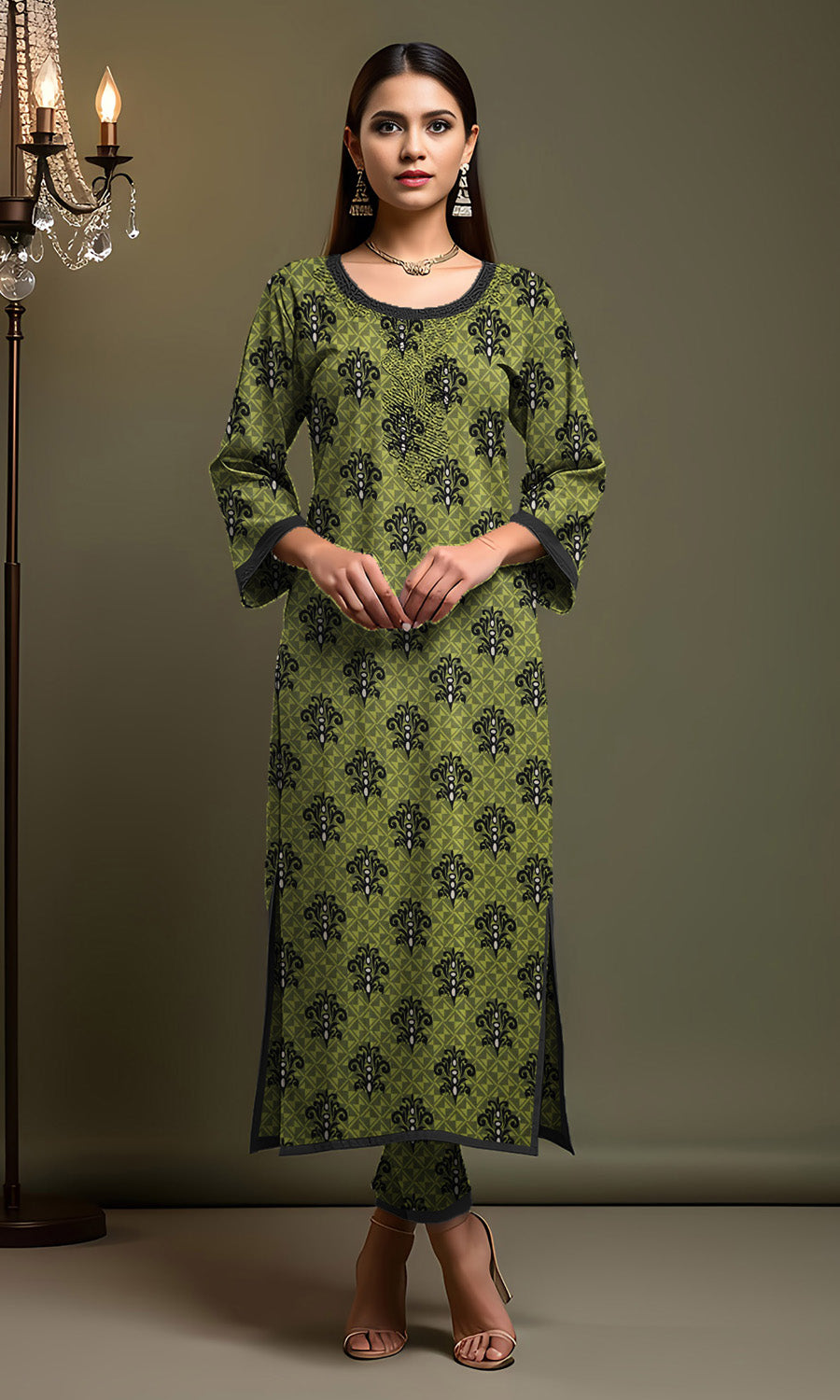 Khanabadosh Printed Winter Khaddar Unstitched 2Pc Suit KBWUS-0011