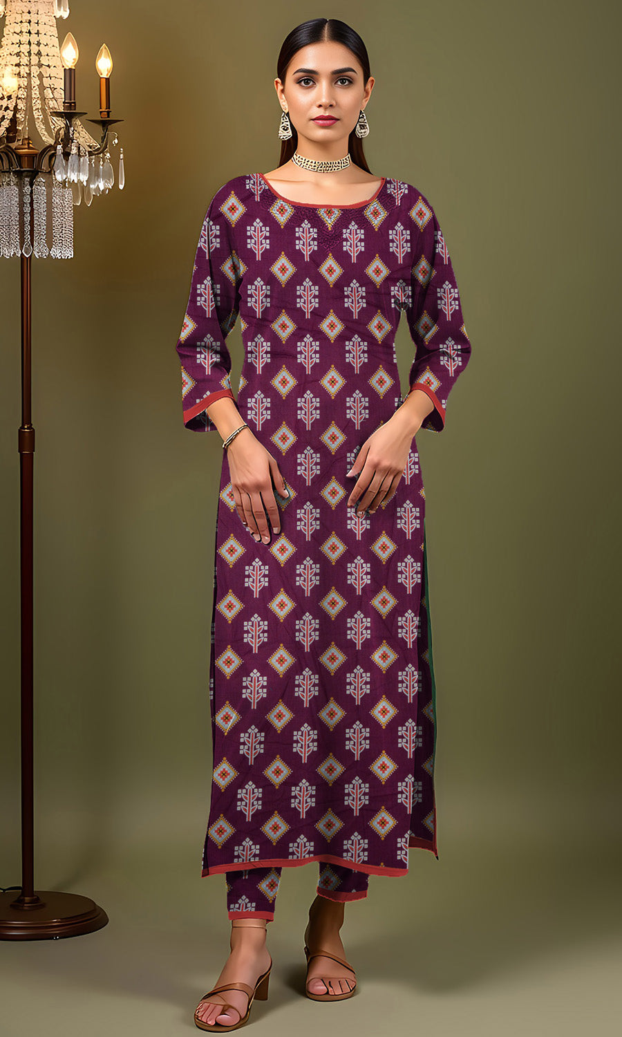 Khanabadosh Printed Winter Khaddar Unstitched 2Pc Suit KBWUS-0012