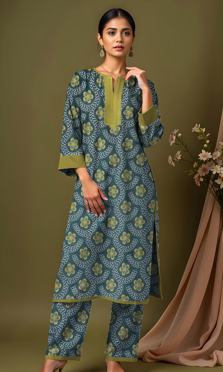 Khanabadosh Printed Winter Khaddar Unstitched 2Pc Suit KBWUS-0013