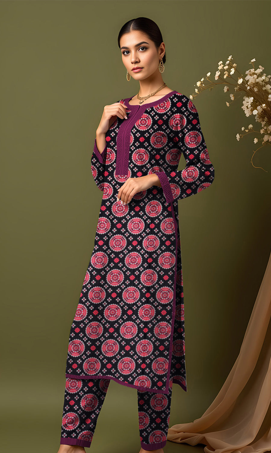Khanabadosh Printed Winter Khaddar Unstitched 2Pc Suit KBWUS-0014