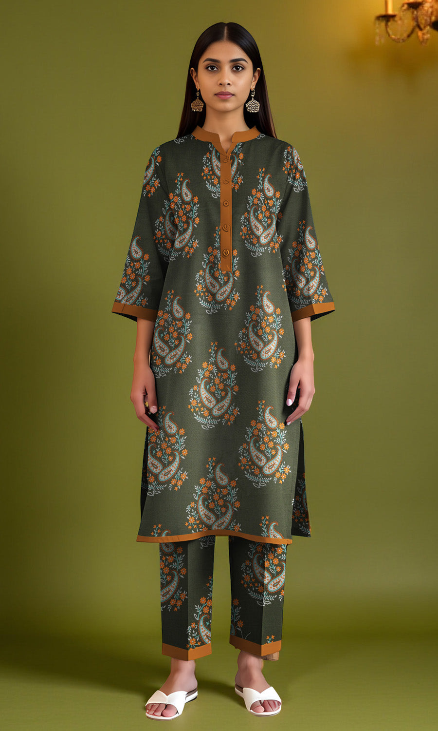 Khanabadosh Printed Winter Khaddar Unstitched 2Pc Suit KBWUS-0016