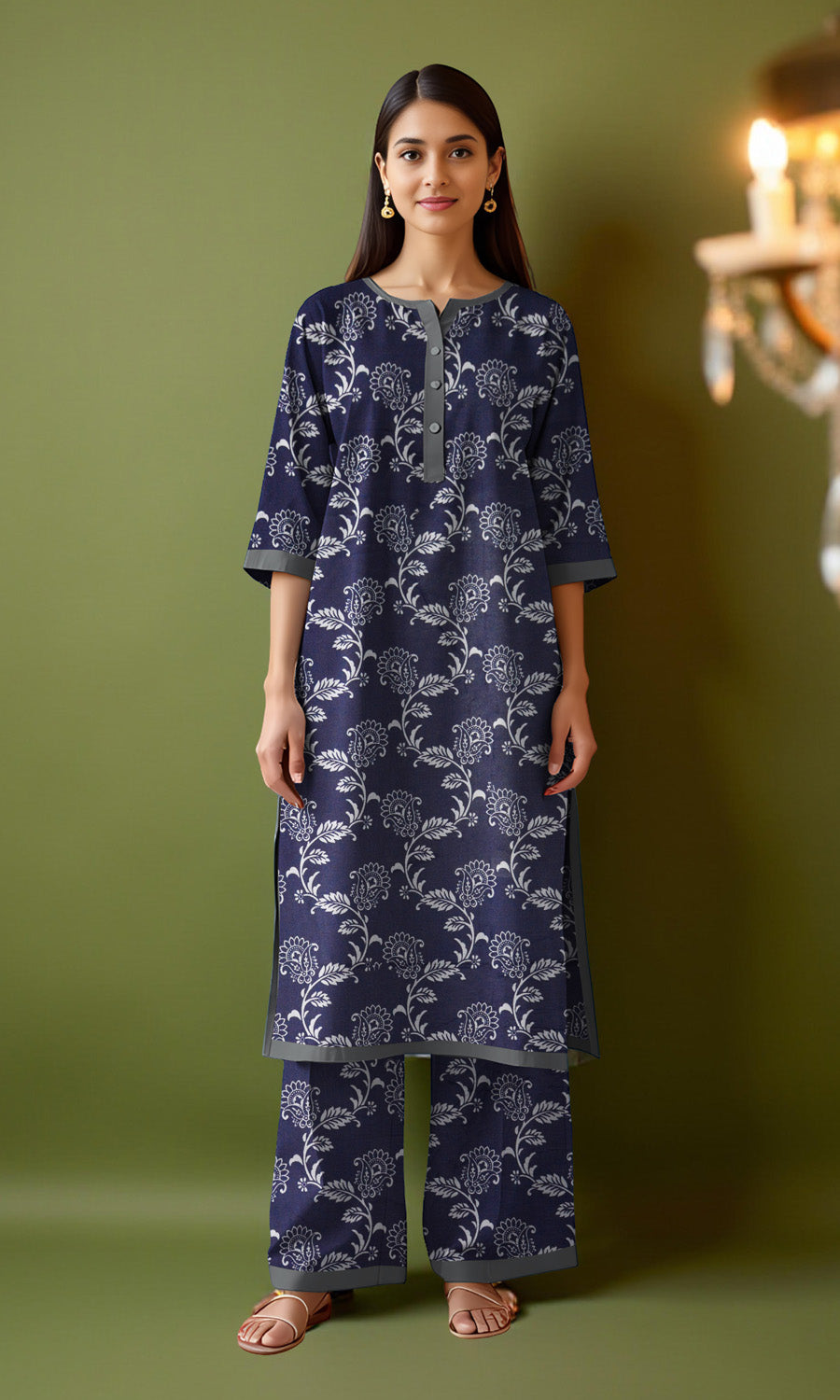 Khanabadosh Printed Winter Khaddar Unstitched 2Pc Suit KBWUS-0019