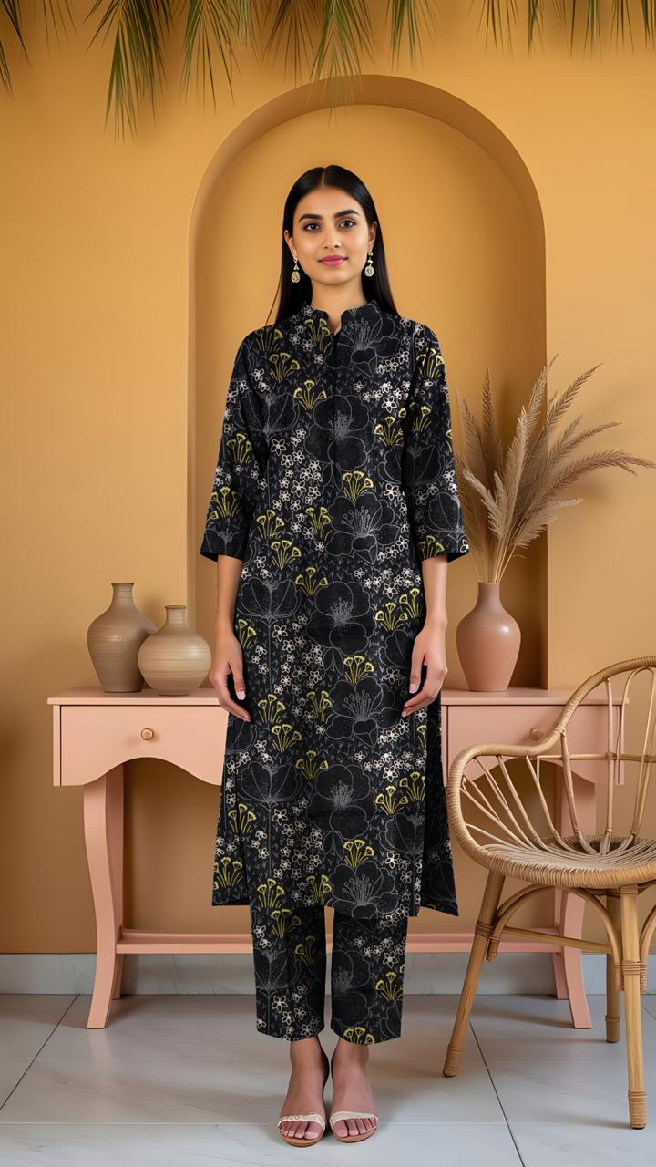 Khanabadosh Printed Winter Khaddar Unstitched 2Pc Suit KBWUS-0046
