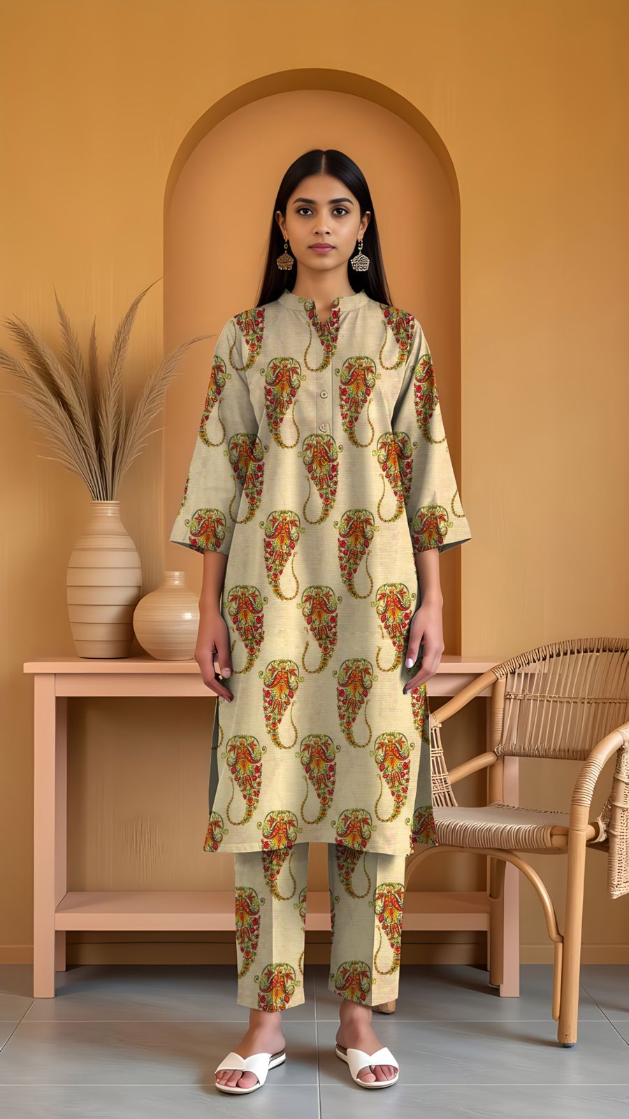 Khanabadosh Printed Winter Khaddar Unstitched 2Pc Suit KBWUS-0056