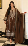 Faiza Faisal Afsana Embroidered Karandi Unstitched 3Pc Suit - KHAZAN