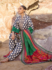 Zainab Chottani Embroidered Herringbone Unstitched 3Pc Suit D-04 Kiara