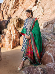 Zainab Chottani Embroidered Herringbone Unstitched 3Pc Suit D-04 Kiara