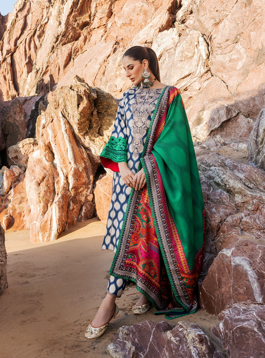 Zainab Chottani Embroidered Herringbone Unstitched 3Pc Suit D-04 Kiara