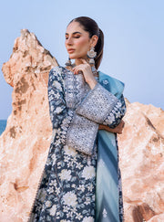 Zainab Chottani Embroidered Herringbone Unstitched 3Pc Suit D-02 Kinara