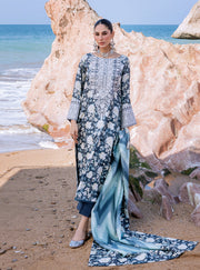 Zainab Chottani Embroidered Herringbone Unstitched 3Pc Suit D-02 Kinara