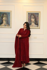 Faiza Faisal Afsana Embroidered Karandi Unstitched 3Pc Suit - KIRAN