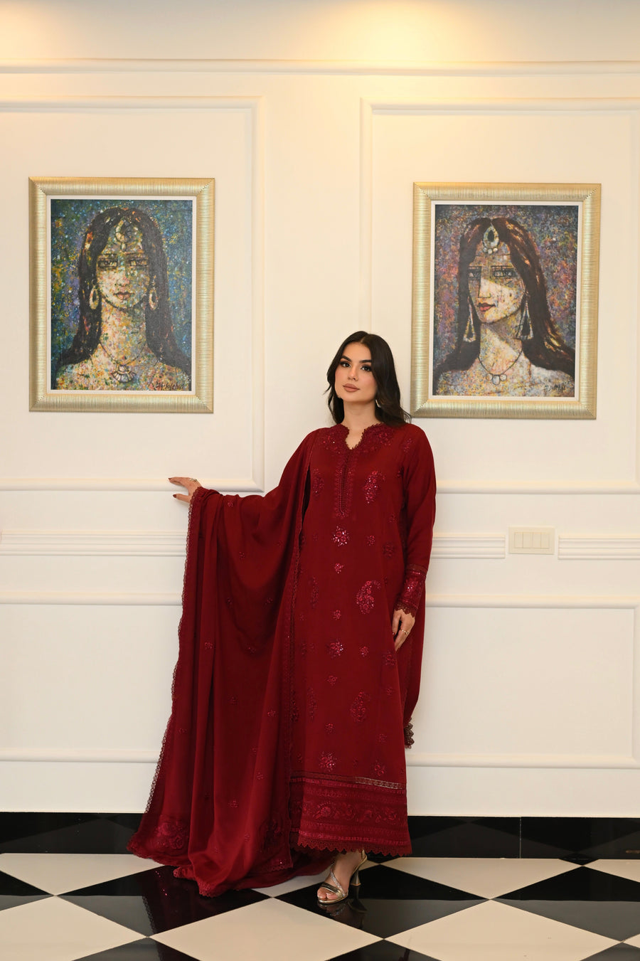 Faiza Faisal Afsana Embroidered Karandi Unstitched 3Pc Suit - KIRAN