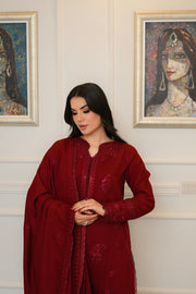 Faiza Faisal Afsana Embroidered Karandi Unstitched 3Pc Suit - KIRAN