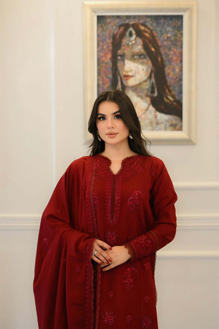 Faiza Faisal Afsana Embroidered Karandi Unstitched 3Pc Suit - KIRAN