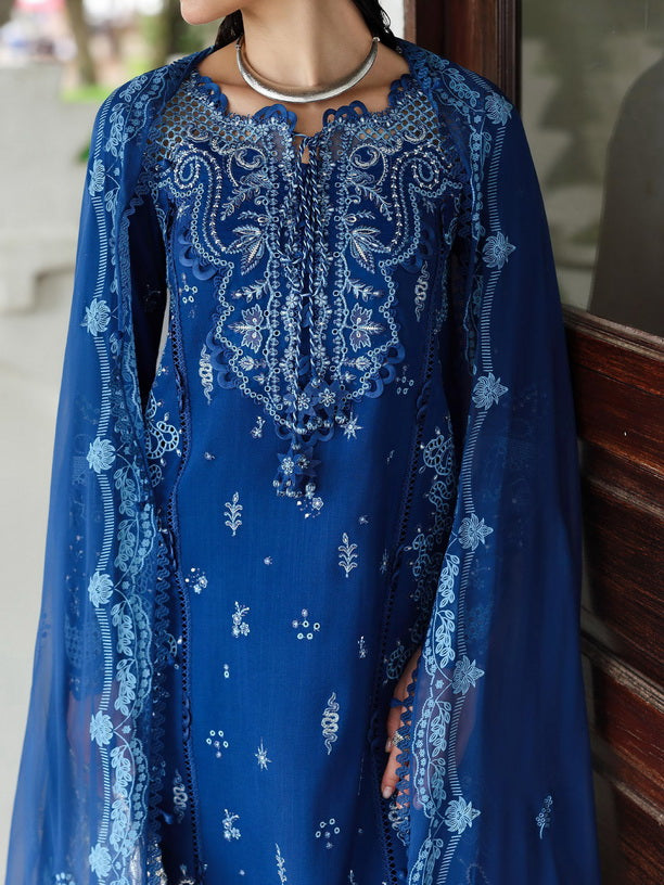 Qalamkar Qline Embroidered Linen Unstitched 3Pc Suit KL-03 ECLIPSE