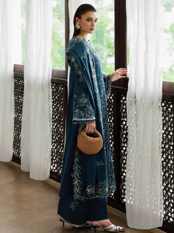 Qalamkar Qline Embroidered Linen Unstitched 3Pc Suit KL-05 LUSH