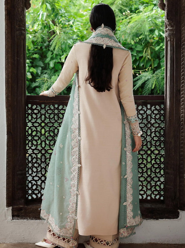Qalamkar Qline Embroidered Linen Unstitched 3Pc Suit KL-07 WHISPER