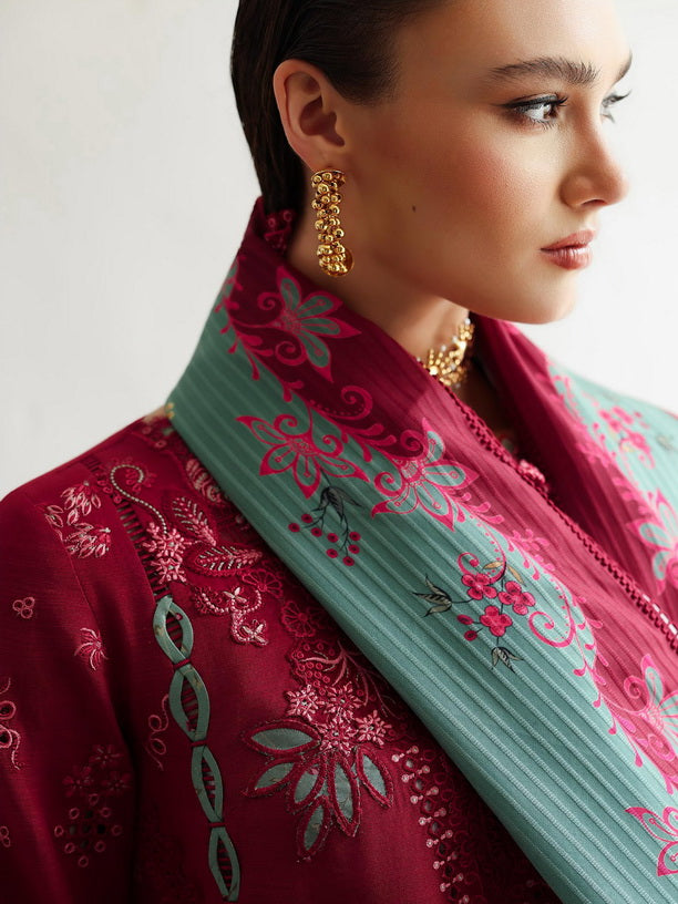 Qalamkar Qline Embroidered Linen Unstitched 3Pc Suit KL-12 ROOHI