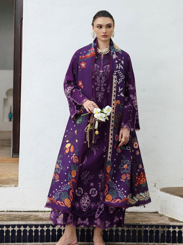Qalamkar Qlinekari Embroidered Linen Unstitched 3Pc Suit KL-15 IRIS
