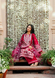 KAHF Ek Fasana Embroidered Luxury Lawn Unstitched 3Pc Suit KLB-1B MAHRANI