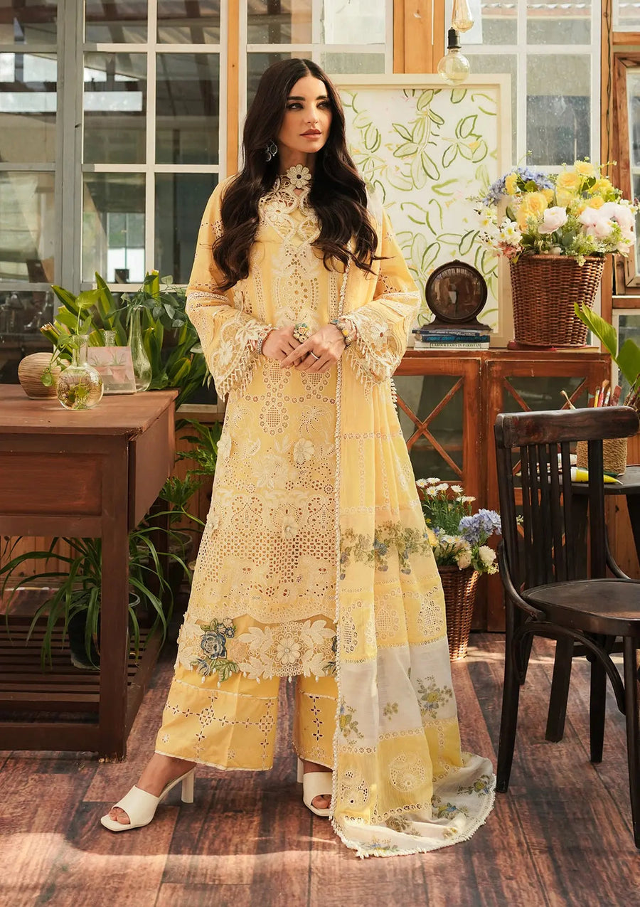 Kahf Premium Embroidered Luxury Lawn Unstitched 3Pc Suit KLE-02 Sun Kissed