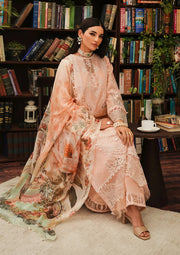 Kahf Premium Embroidered Luxury Lawn Unstitched 3Pc Suit KLE-03A Flamingo