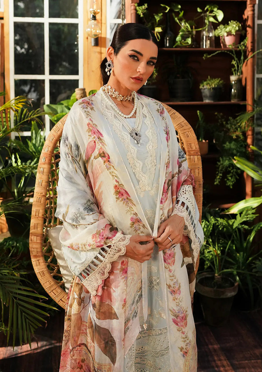 Kahf Premium Embroidered Luxury Lawn Unstitched 3Pc Suit KLE-03B Heaven