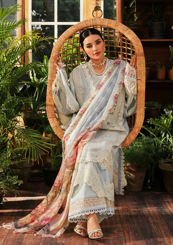 Kahf Premium Embroidered Luxury Lawn Unstitched 3Pc Suit KLE-03B Heaven