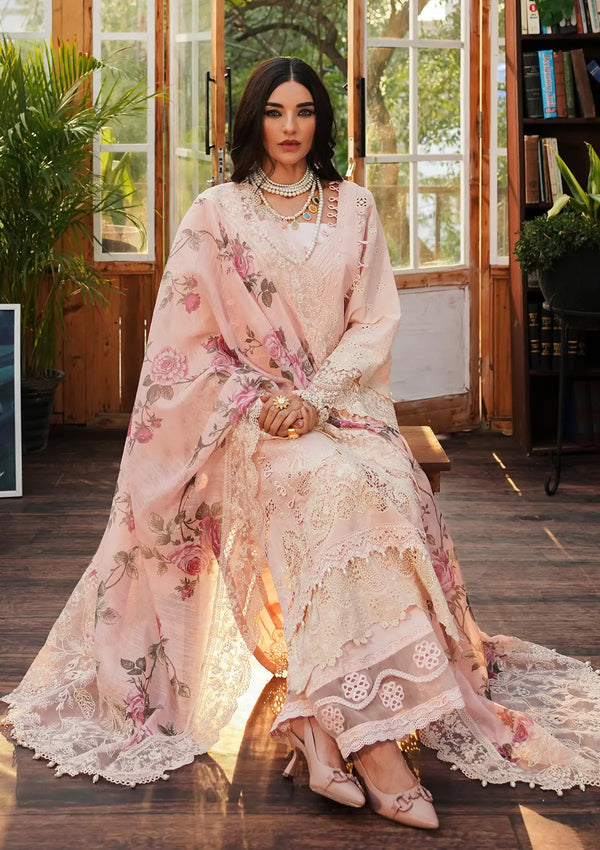 Kahf Premium Embroidered Luxury Lawn Unstitched 3Pc Suit KLE-05B Coralyn