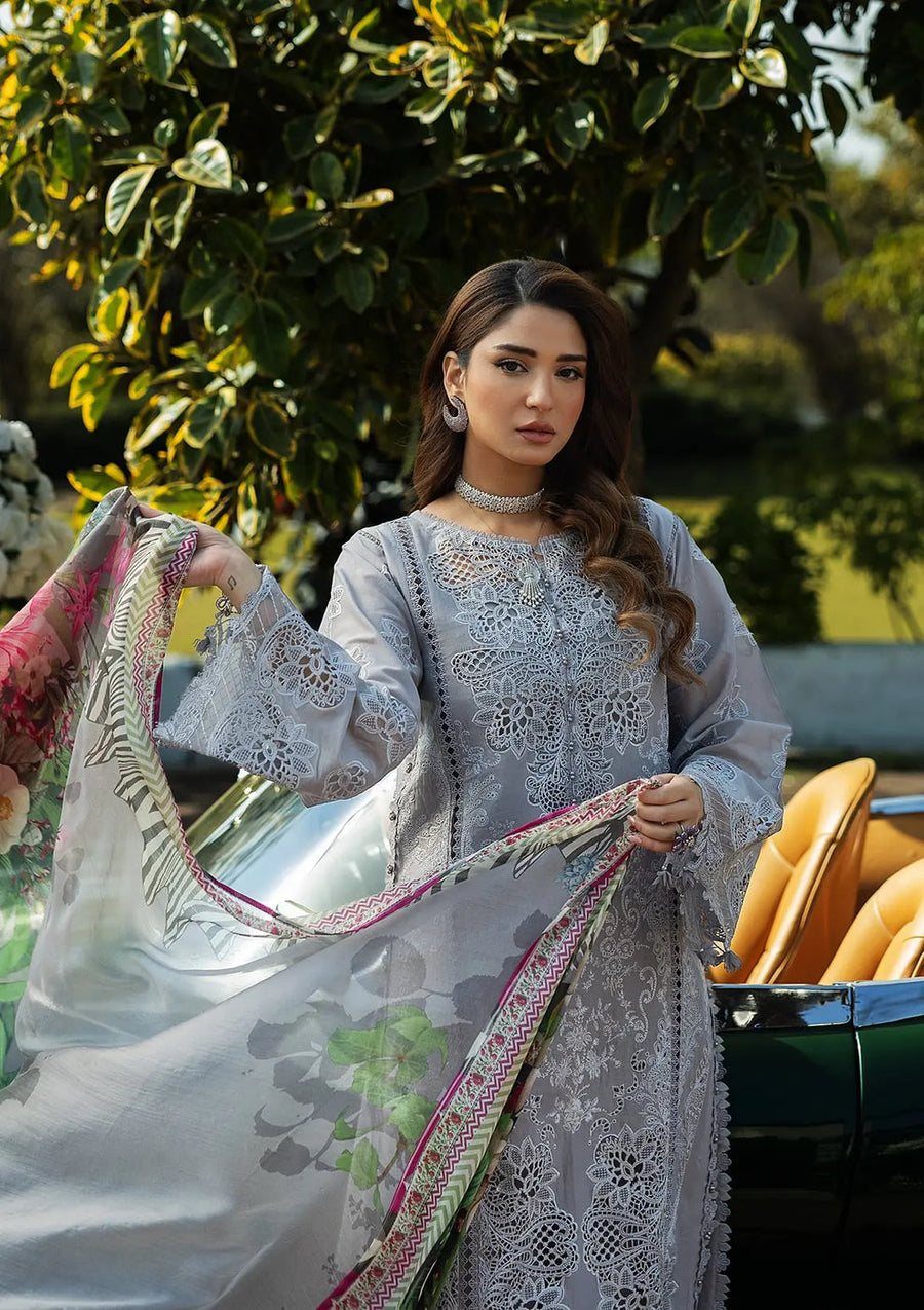 Kahf Premium Embroidered Luxury Lawn Unstitched 3Pc Suit KLR-04 Lilia