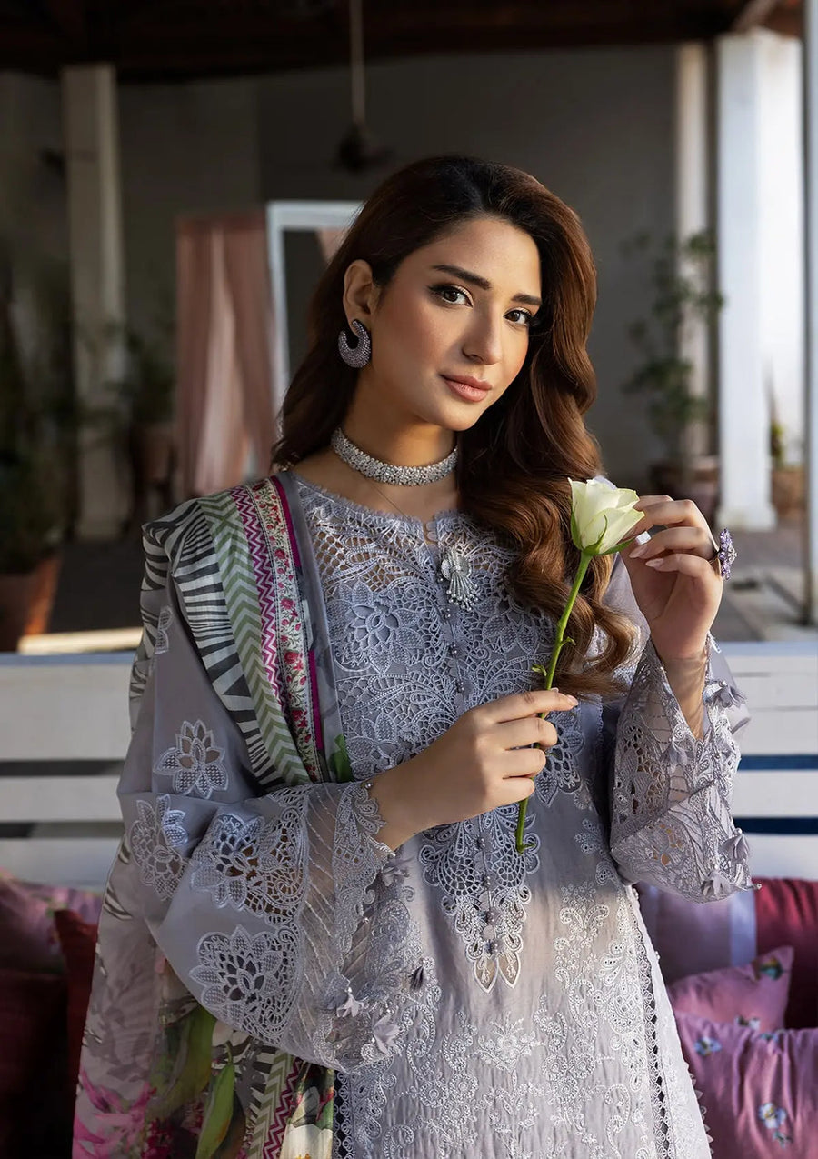 Kahf Premium Embroidered Luxury Lawn Unstitched 3Pc Suit KLR-04 Lilia