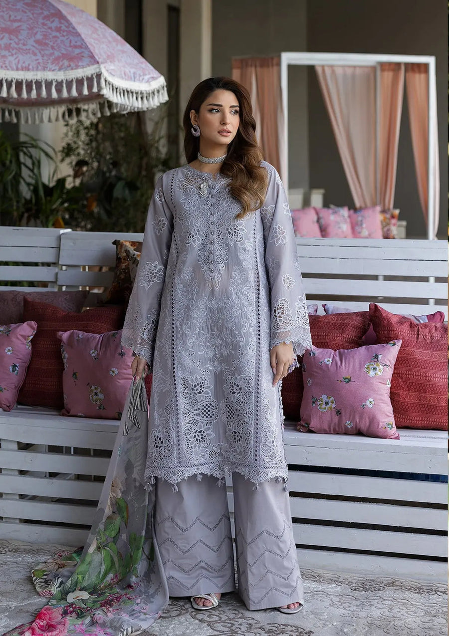 Kahf Premium Embroidered Luxury Lawn Unstitched 3Pc Suit KLR-04 Lilia