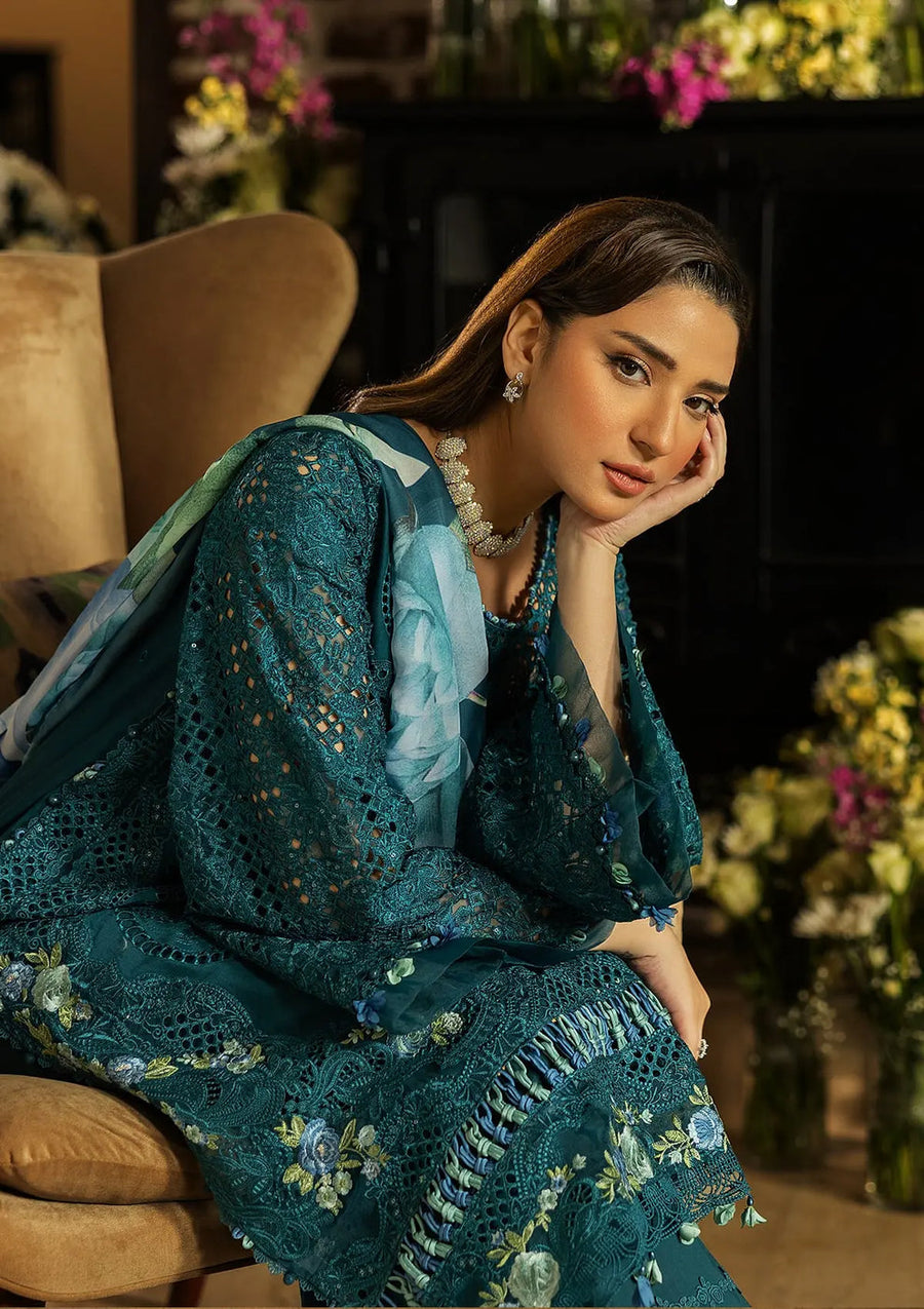 Kahf Premium Embroidered Luxury Lawn Unstitched 3Pc Suit KLR-06 Whimsy