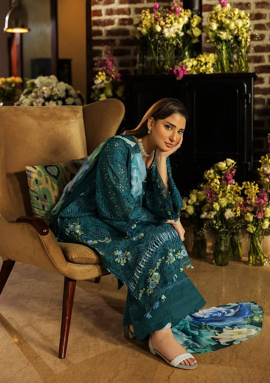 Kahf Premium Embroidered Luxury Lawn Unstitched 3Pc Suit KLR-06 Whimsy
