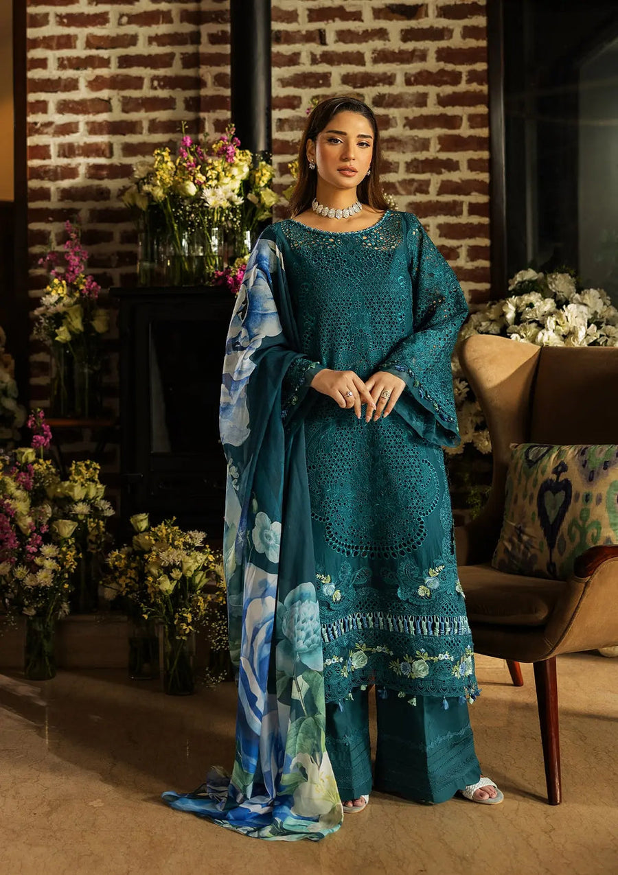 Kahf Premium Embroidered Luxury Lawn Unstitched 3Pc Suit KLR-06 Whimsy