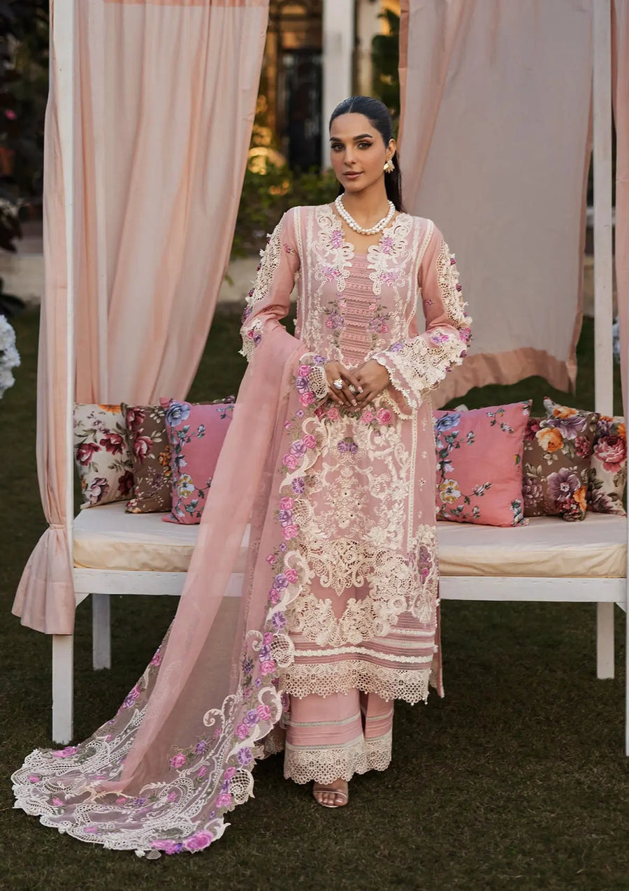 Kahf Premium Embroidered Luxury Lawn Unstitched 3Pc Suit KLR-09 Bellerose