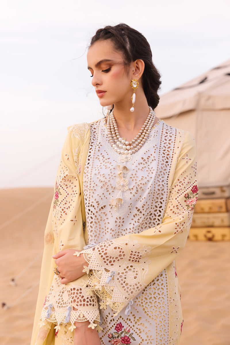 Qalamkar Festive Eid Embroidered Chikankari Unstitched 3Pc Suit KM-01 NIAMH