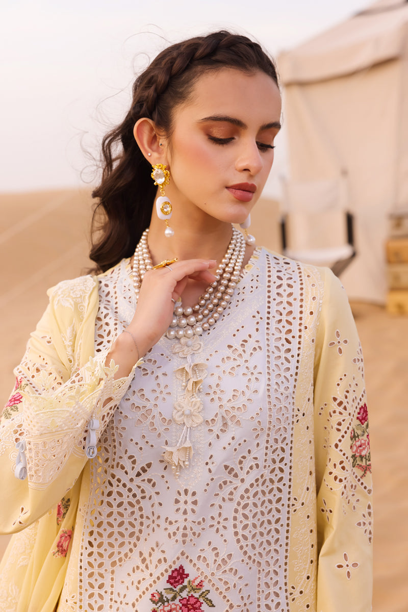 Qalamkar Festive Eid Embroidered Chikankari Unstitched 3Pc Suit KM-01 NIAMH