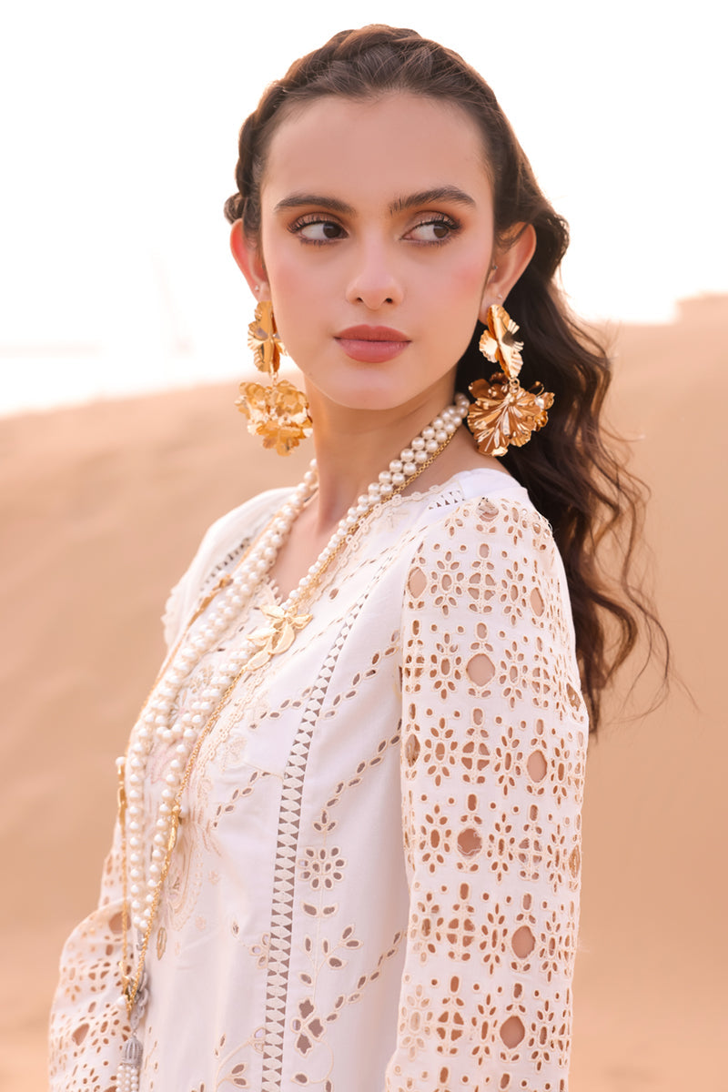 Qalamkar Festive Eid Embroidered Chikankari Unstitched 3Pc Suit KM-02 SAOIRSE