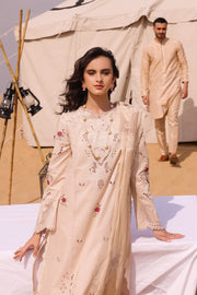 Qalamkar Festive Eid Embroidered Chikankari Unstitched 3Pc Suit KM-07 CAOIMHE