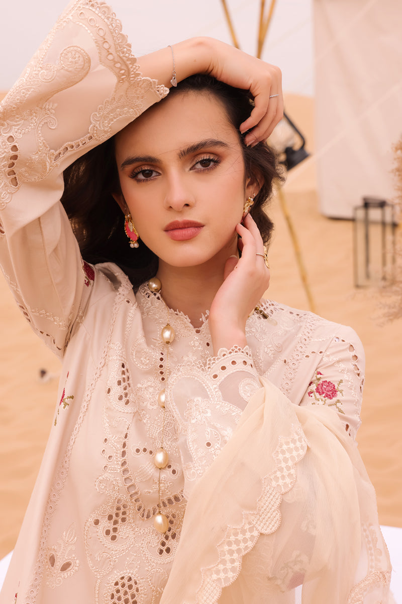 Qalamkar Festive Eid Embroidered Chikankari Unstitched 3Pc Suit KM-07 CAOIMHE