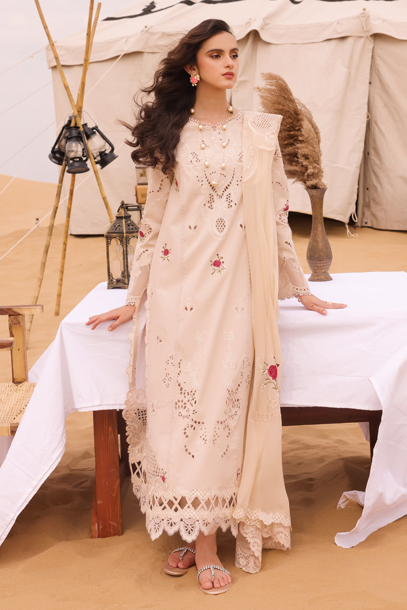 Qalamkar Festive Eid Embroidered Chikankari Unstitched 3Pc Suit KM-07 CAOIMHE