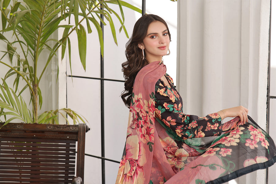 Feathers Premium Printed Lawn Unstitched 3Pc Suit KNIGHT-FT351