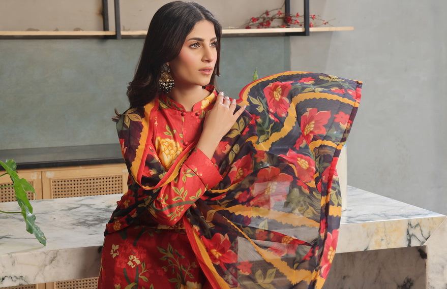 Feathers Whisper Winds Unstitched Printed Lawn 3Pc Suit KOHZEST-FT493